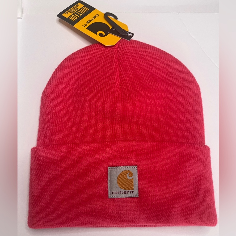Carhartt Logo Knit Hat Youth / Child Unisex Color- Raspberry‎ Acrylic NWT